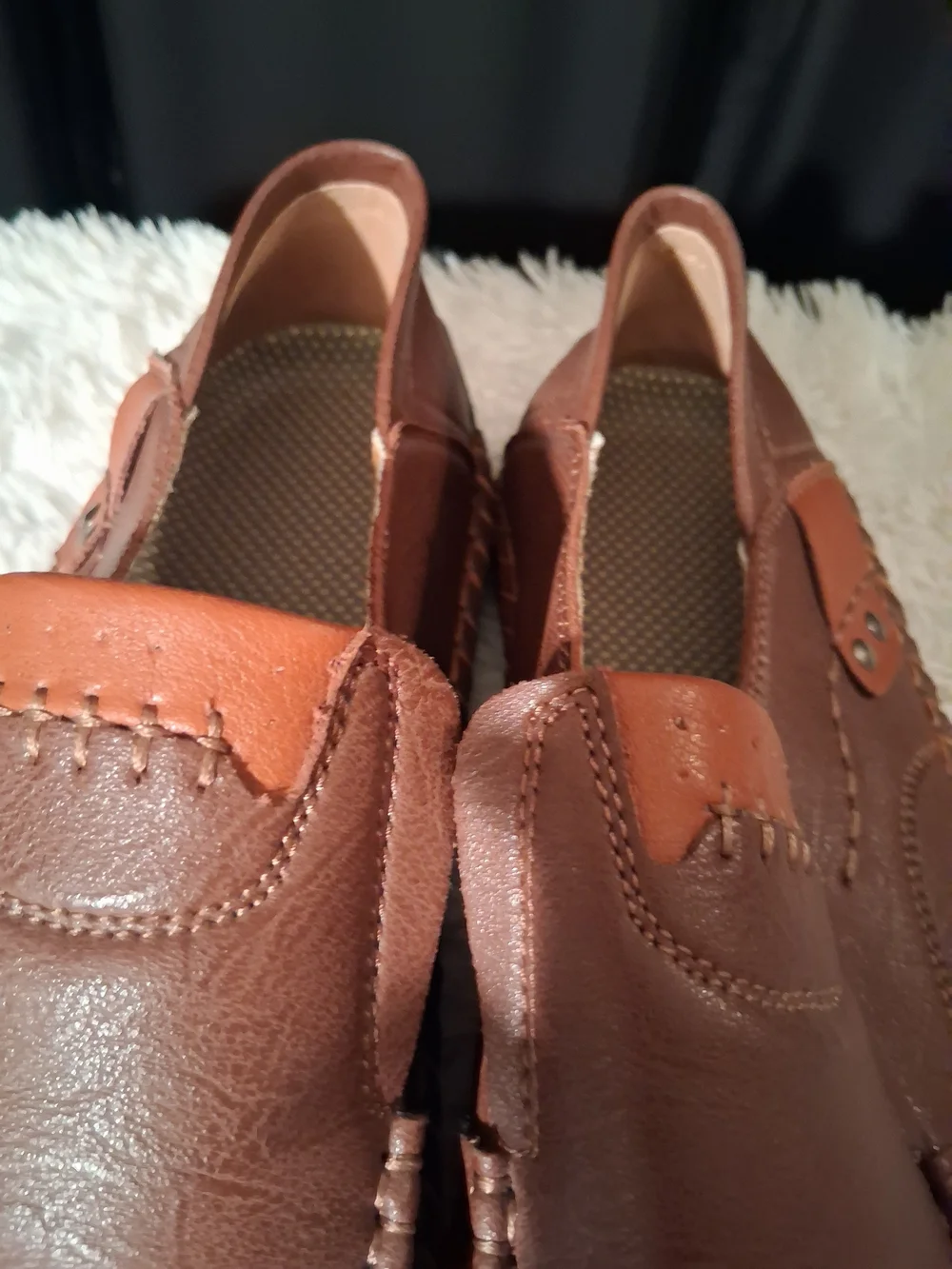 100% CAOUTCHOUC Men's Casual Brown Slip-On Leather Loafers